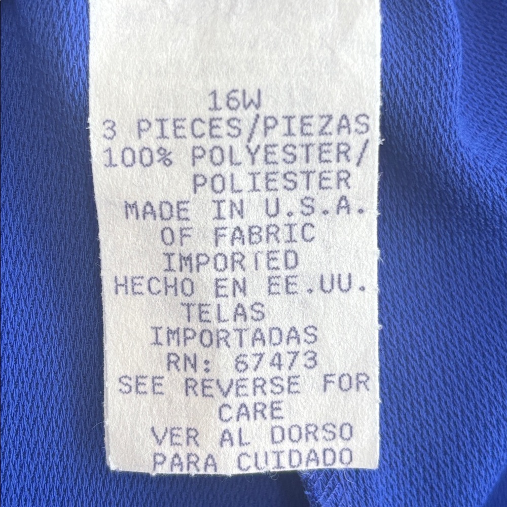 Vintage 90s Pants Suit Blazer Dress Trousers Blue Silver Chain Formal Size 16W - Picture 13 of 16
